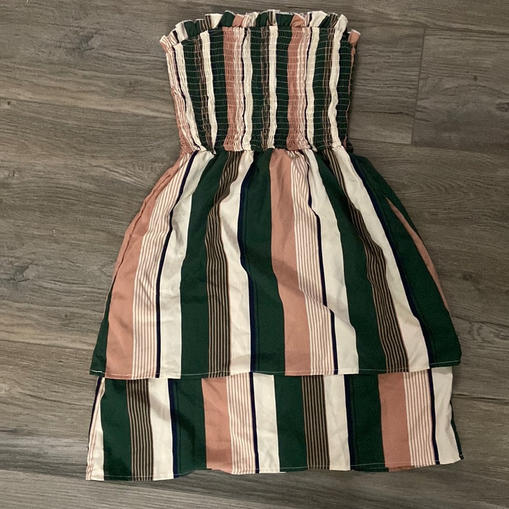 SHEIN strapless tropes smocked dress